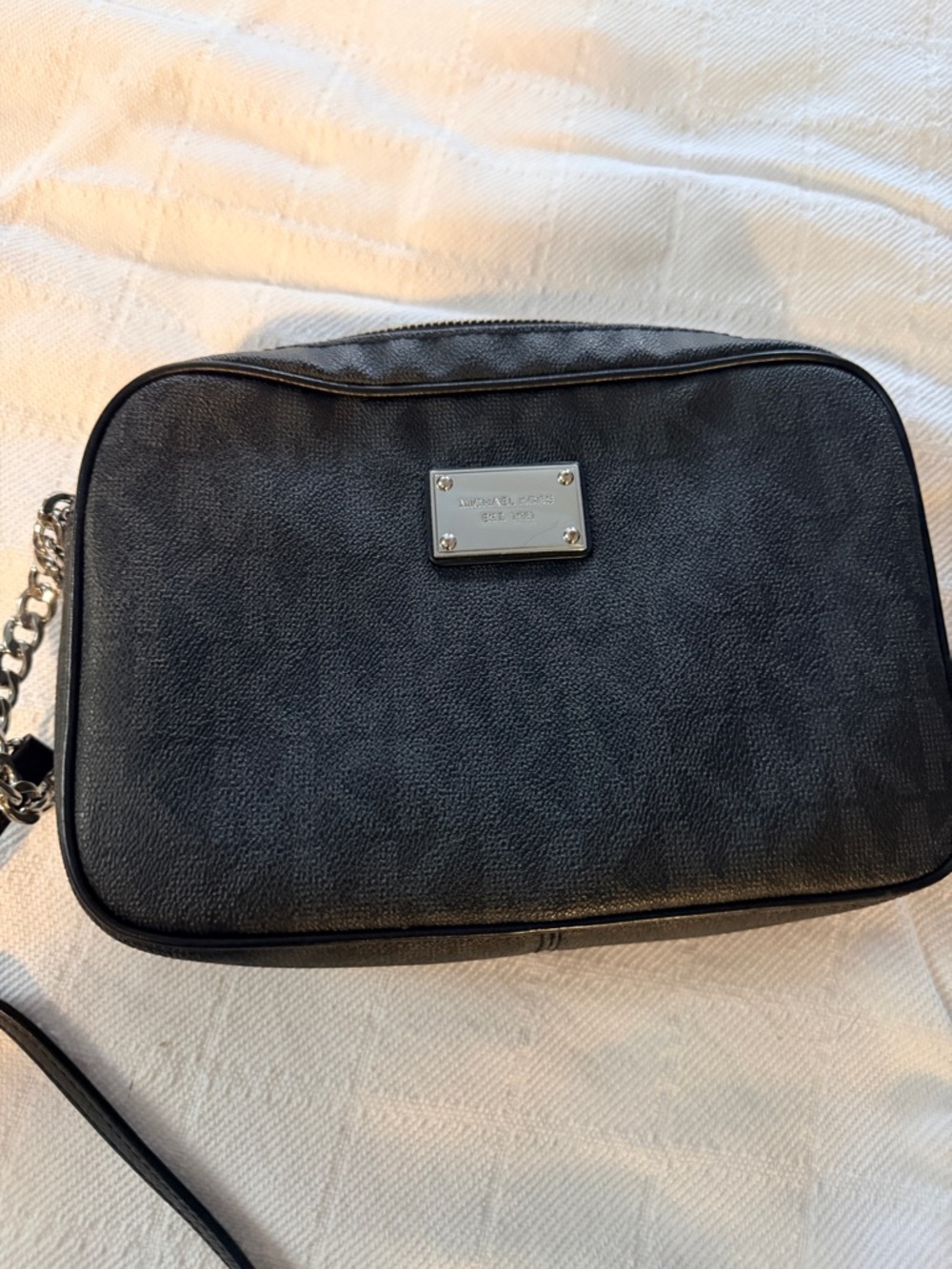 Michael Kors Black Pebbled Leather Camera Crossbody